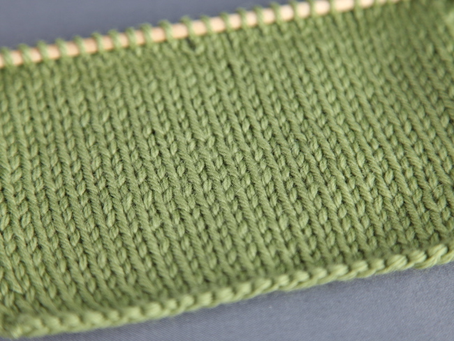 Stockinette Stitch in Green Yarn