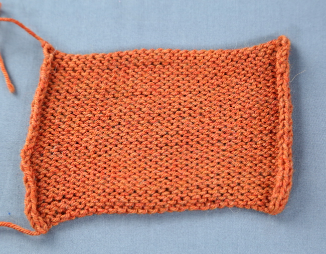 Orange Swatch of Stockinette Stitch