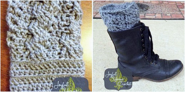 Cabled crochet boot cuff pattern