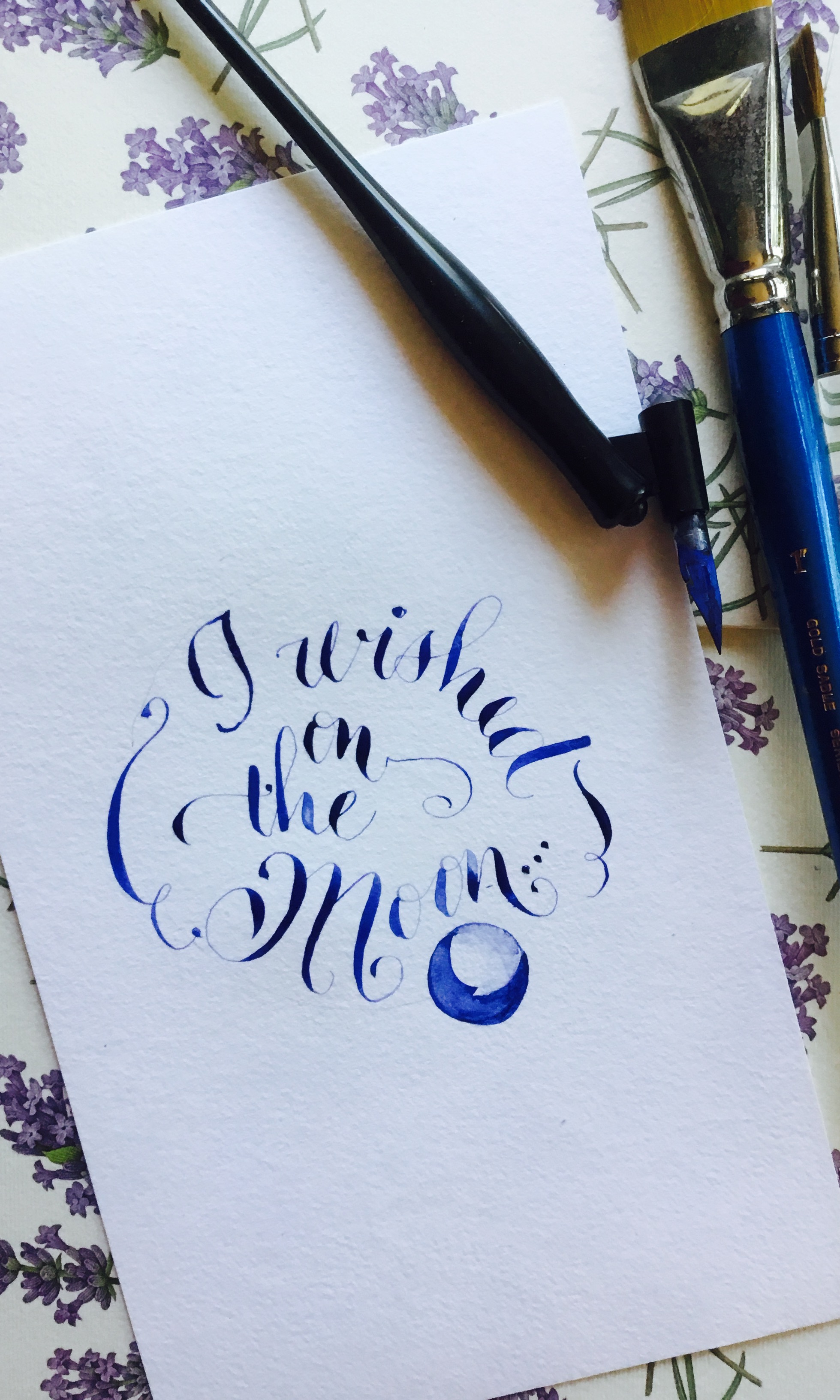 I wished on the moon calligraphy