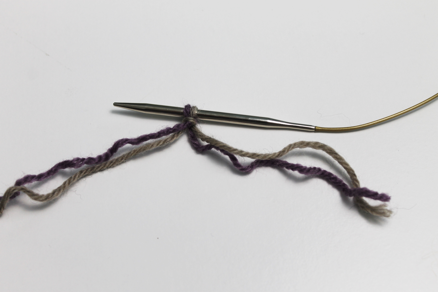 Double knitting cast on slip knot