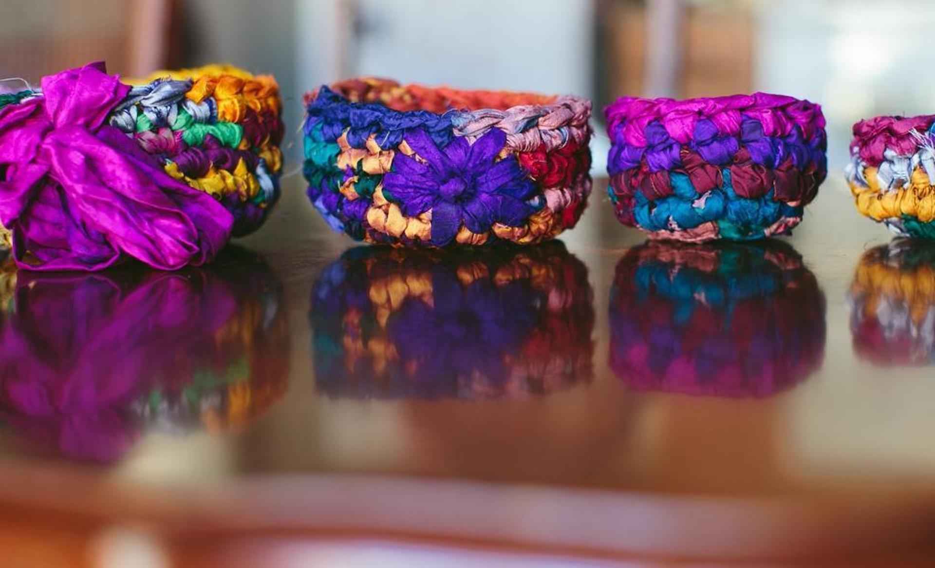 sari silk nesting bowls crochet pattern