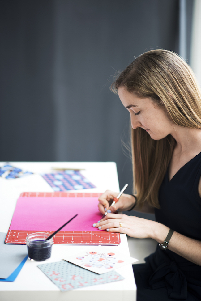 Tracy working on paper crafts