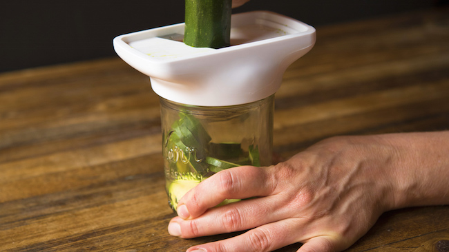 Slicing Zucchini With Mandoline Lid