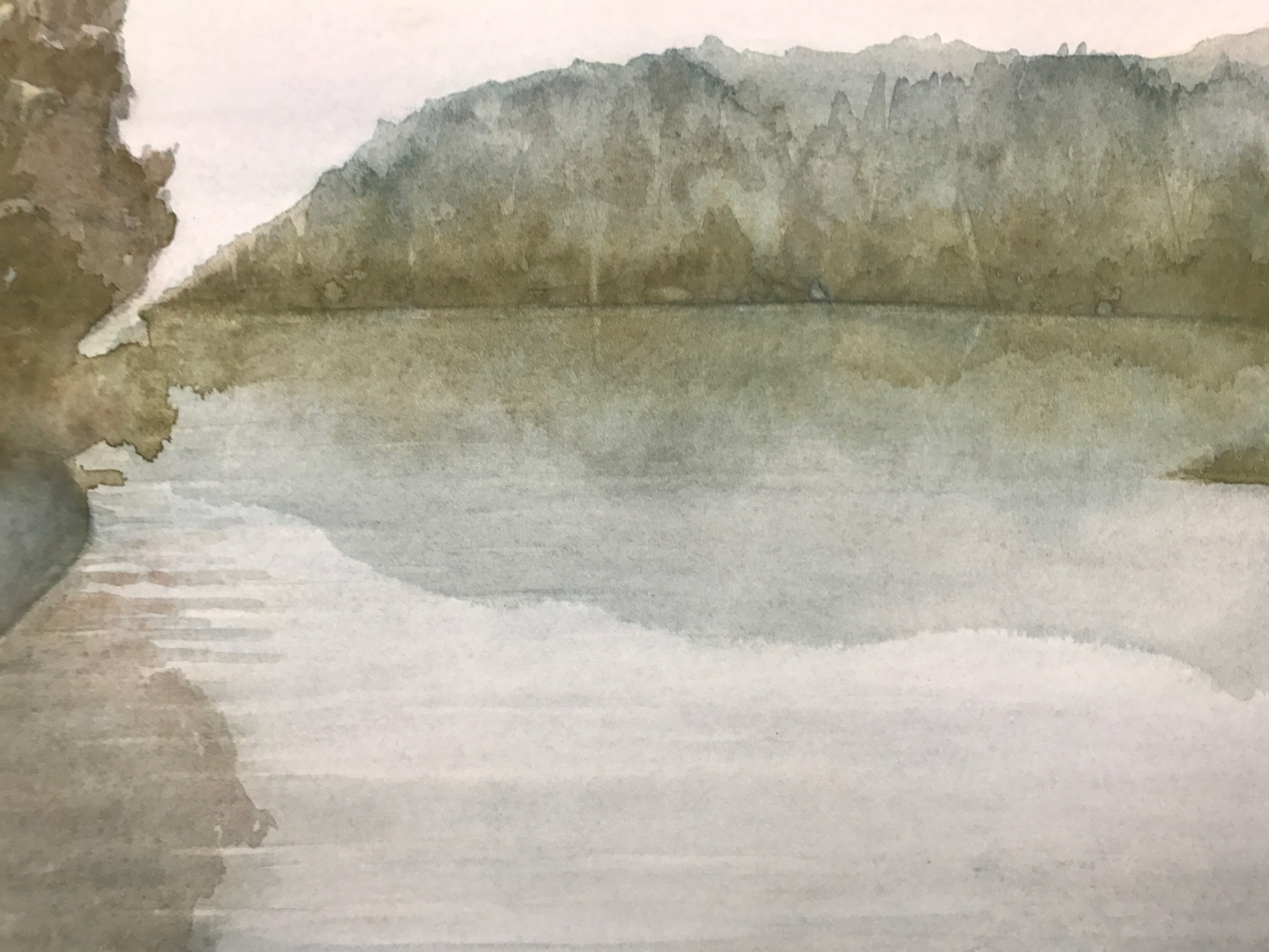 Landscape Painting with Pale Pink Sky