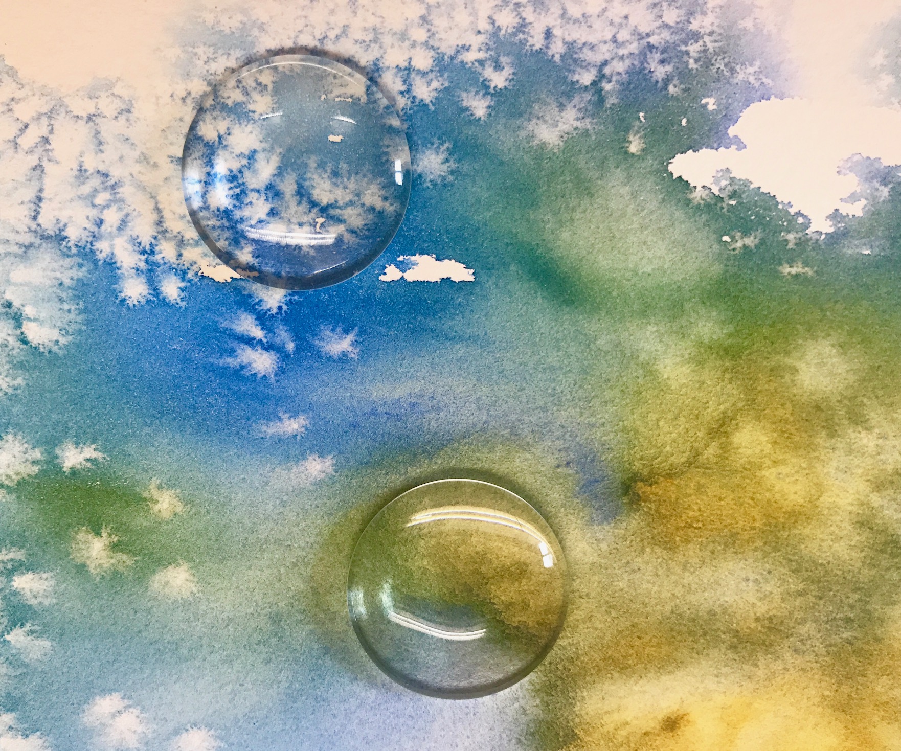 Glass Domes on Watercolor