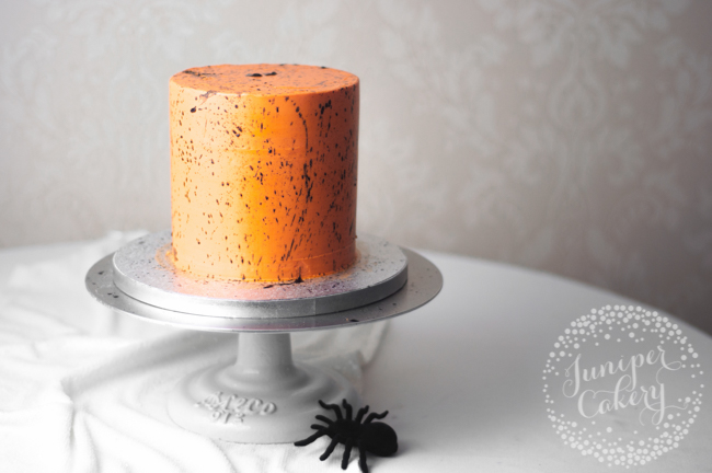 Black and Orange Splatter Cake for Halloween