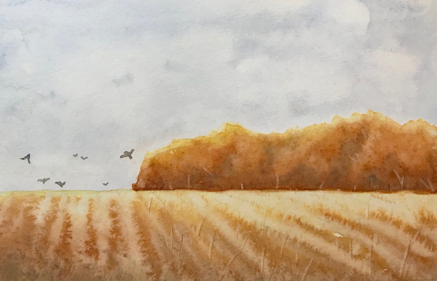 Finished Fall Watercolor Landscape