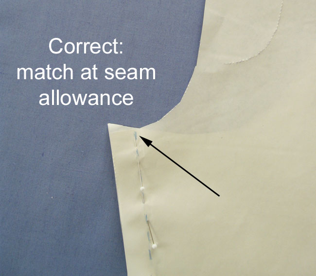 correct seam alignment on pants inseam with text