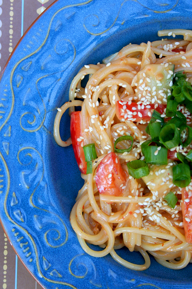 Peanut sesame noodles