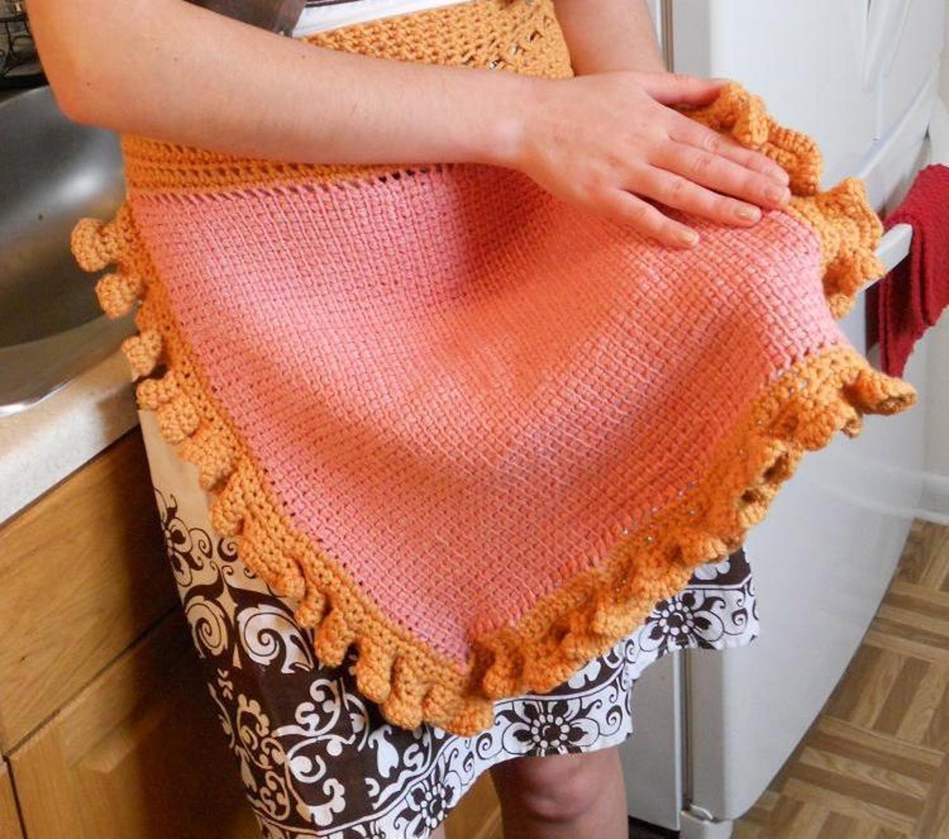 tunisian ruffled apron crochet pattern