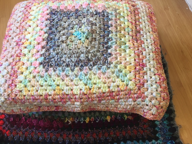 two crochet granny squares