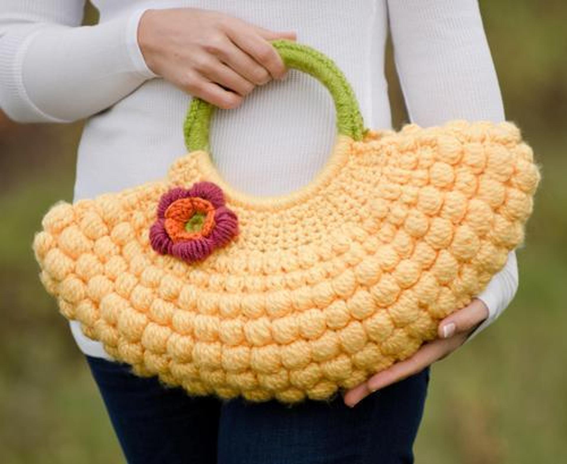 Hand crochet tote bag Knitted wool bag Boho bag crochet handbag