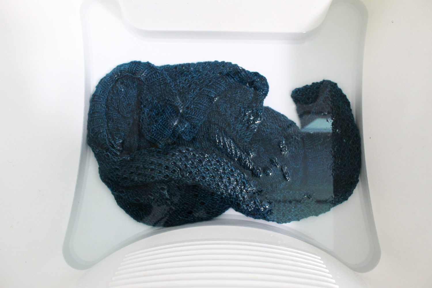 Washing a knit shawl