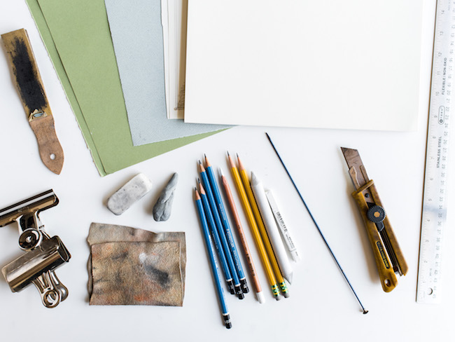 Drawing Supplies on White Table