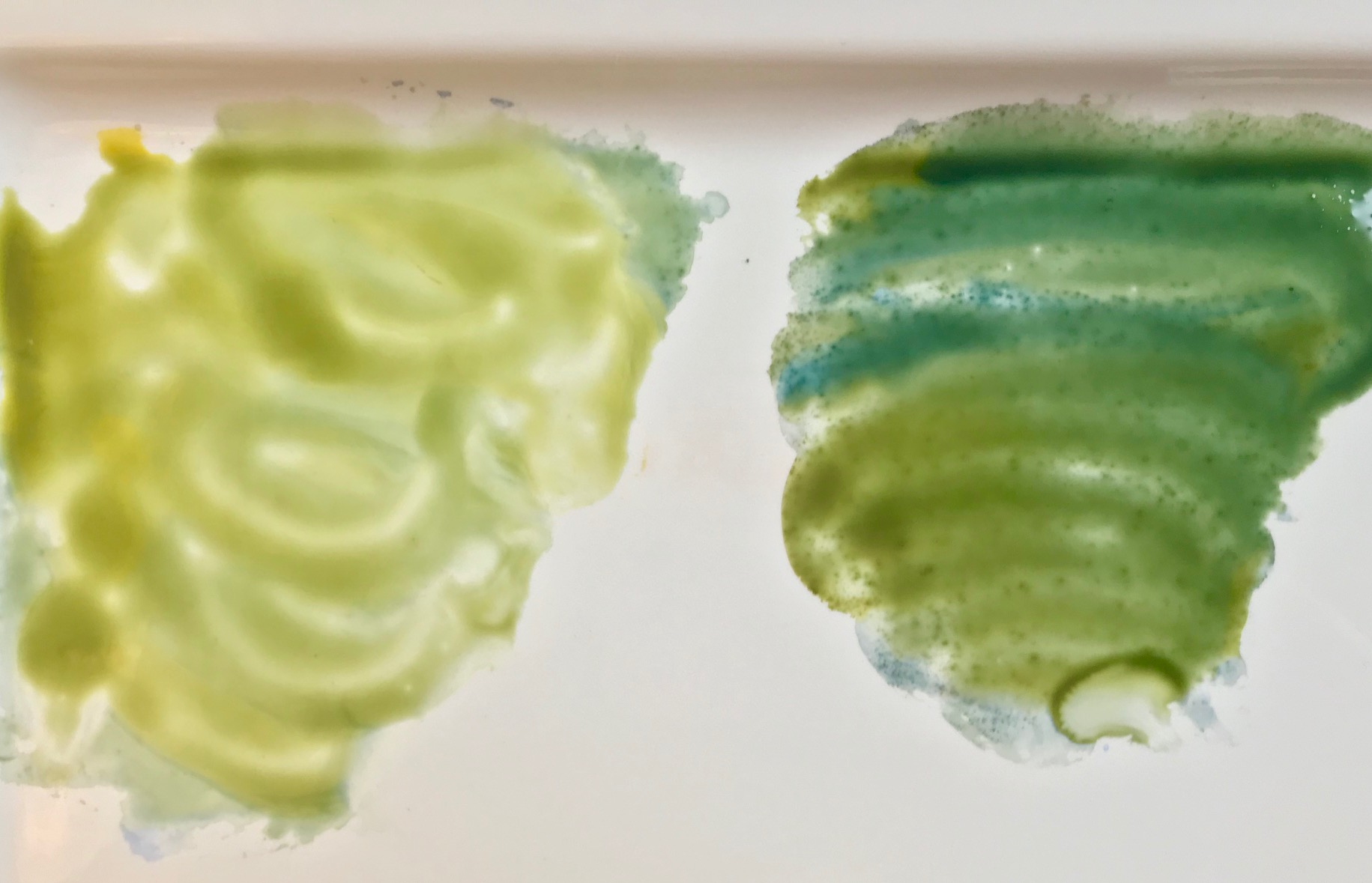 Mixing Two Shades of Watercolor Green