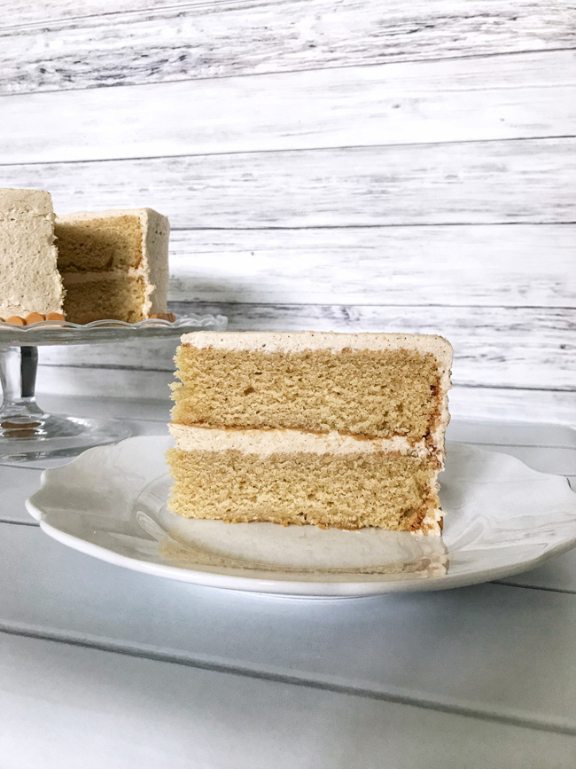 slice of butterscotch cake on plate