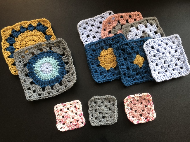 different sized crochet granny squares