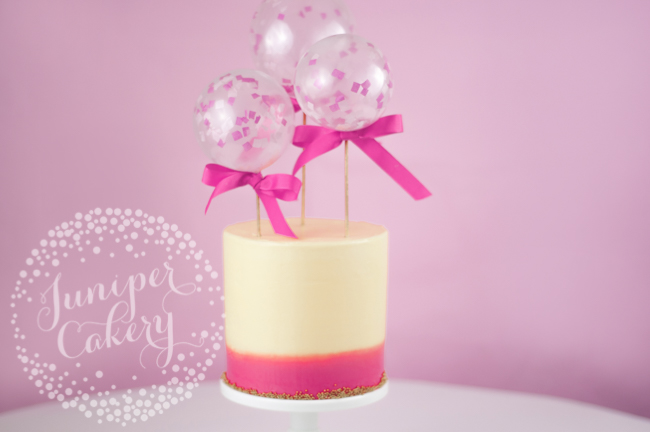 DIY mini balloon topper themed cake 