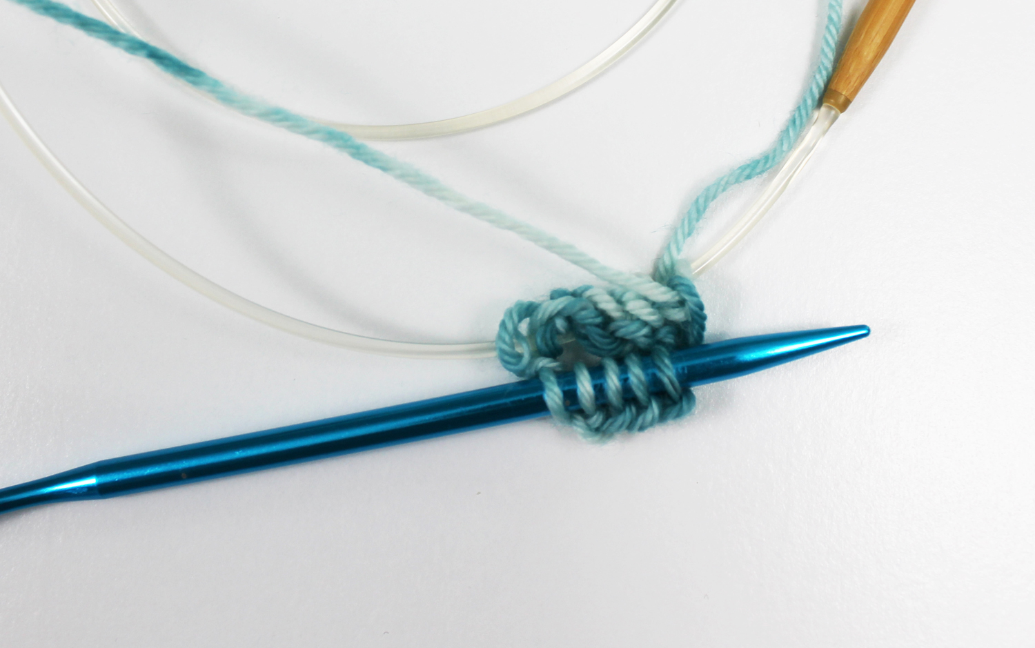 Knitting with two circular needles