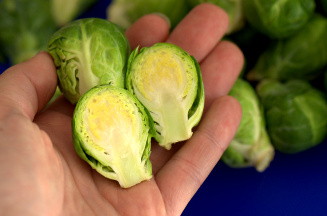 Halved brussels sprouts
