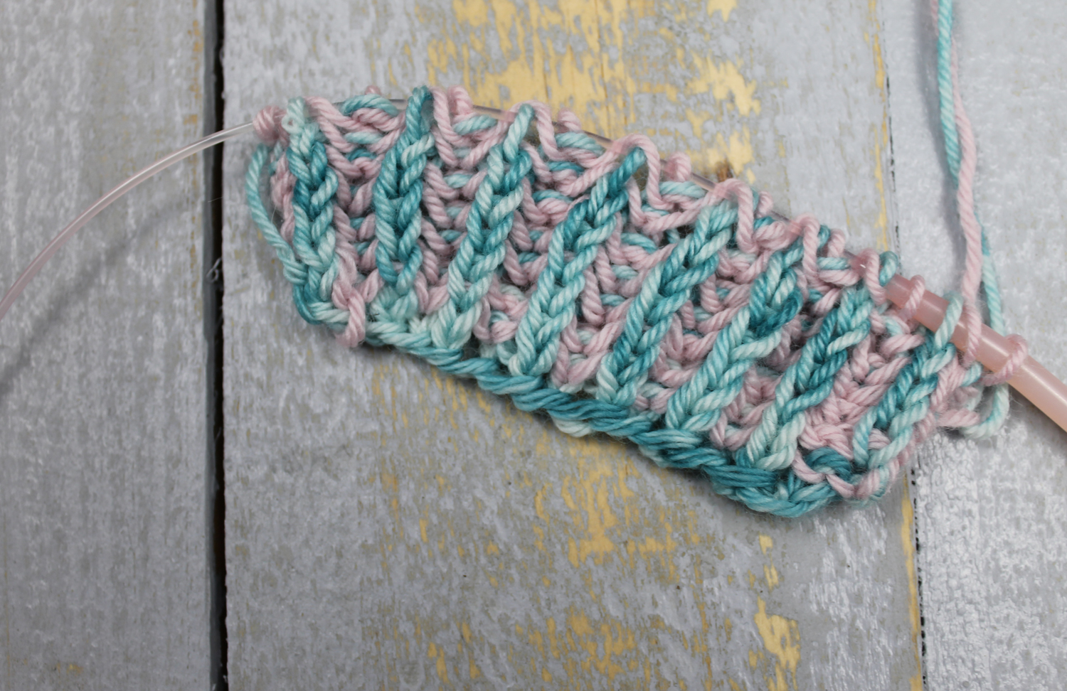 Two color brioche knit flat