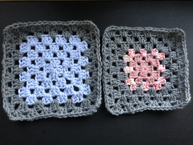 two crochet granny squares