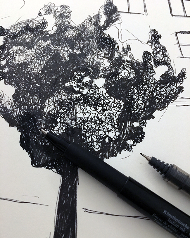 How to draw trees in urban sketching