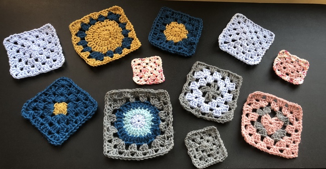 variety of crochet granny squares