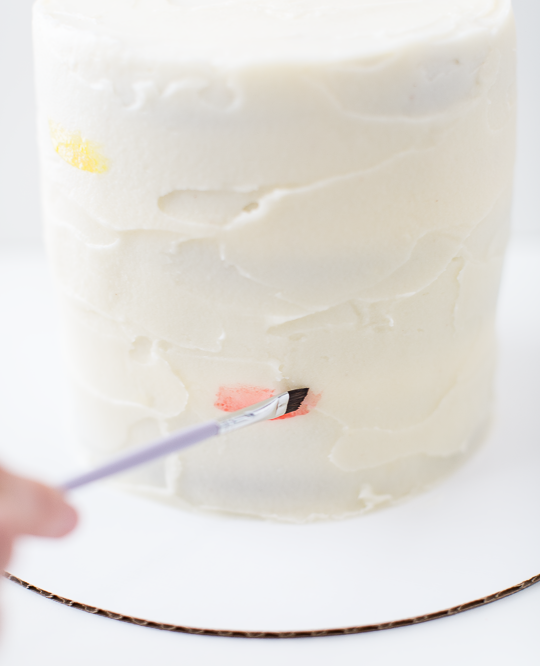 Cool watercolor cake and brush