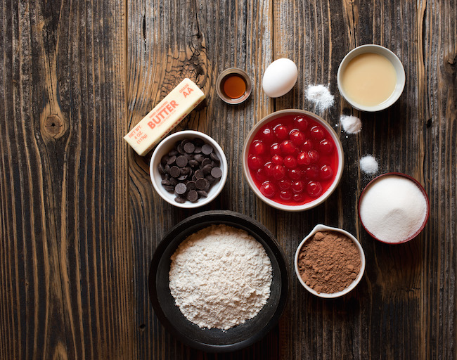 Ingredients for Chocolate cherry cookies
