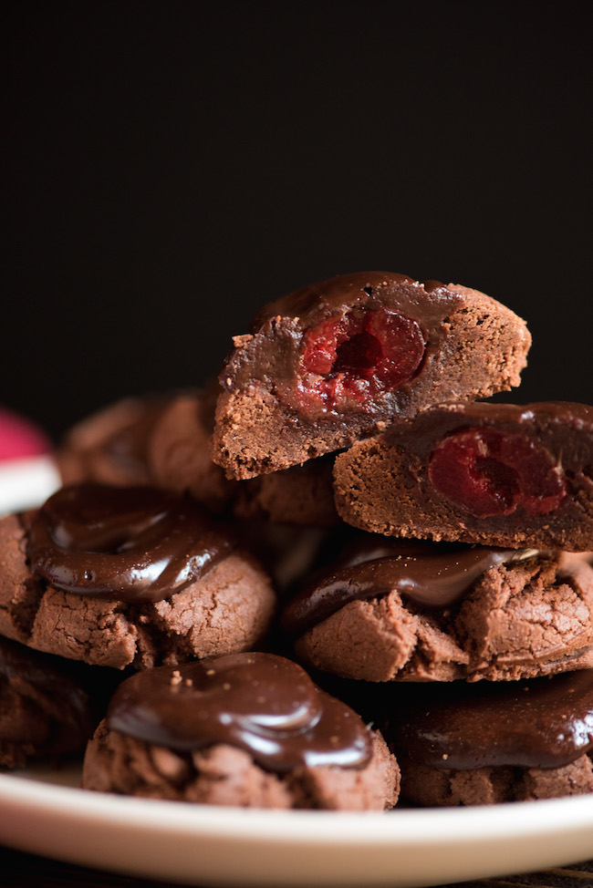 Stack of Chocolate Covered Cherry Cookies