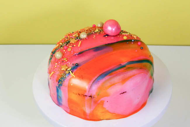 Mirror Glaze Cake Tutorial with Fondx Mirror Glaze Piping Gel Cake