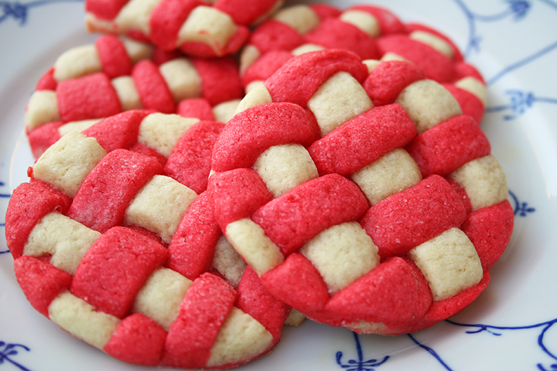 Basket weave sugar cookies on plate