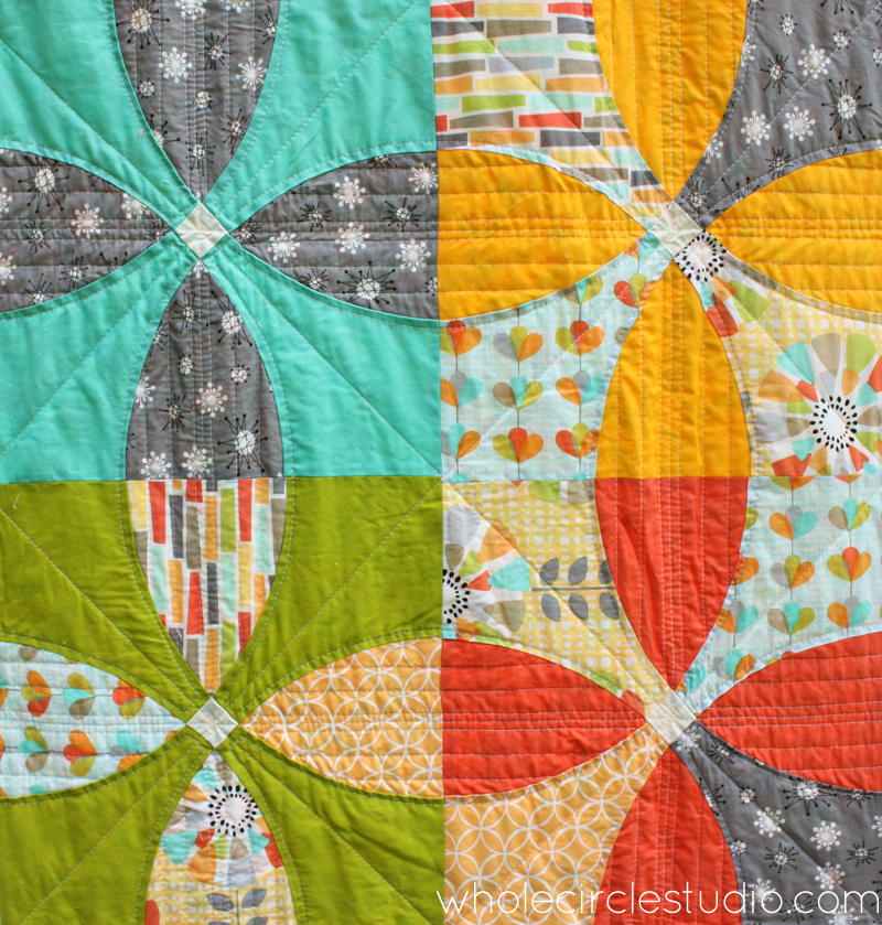 Detail of Picnic Petals quilt designed by Sheri Cifaldi-Morrill. Pattern available at shop.wholecirclestudio.com