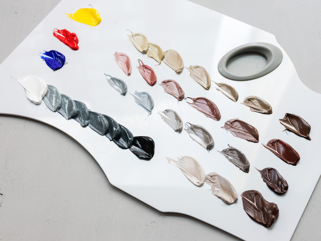 Family of Skin Tones on Acrylic Paint Palette
