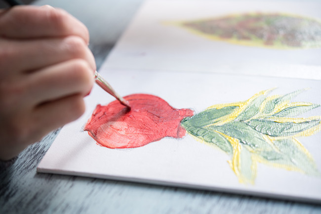 Painting a Plant With Acrylic Paint on Canvas Board