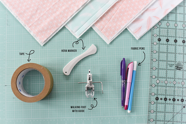 mark straight lines for quilting