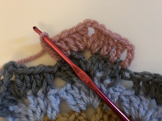 Round 7 of crochet ripple
