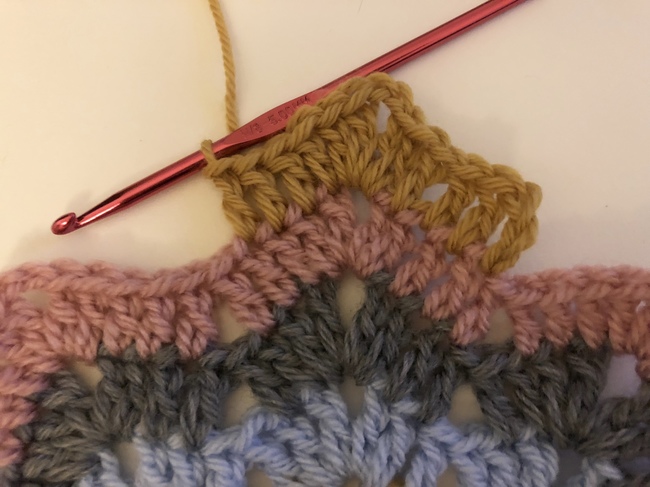Round 8 of crochet ripple