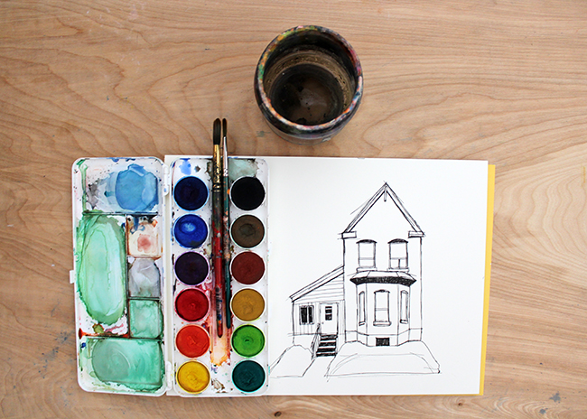 How to Add Watercolor to Urban Sketching