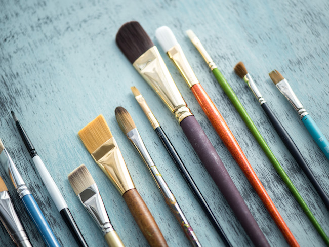 Acrylic Paint Brushes in a Variety of Shapes and Sizes