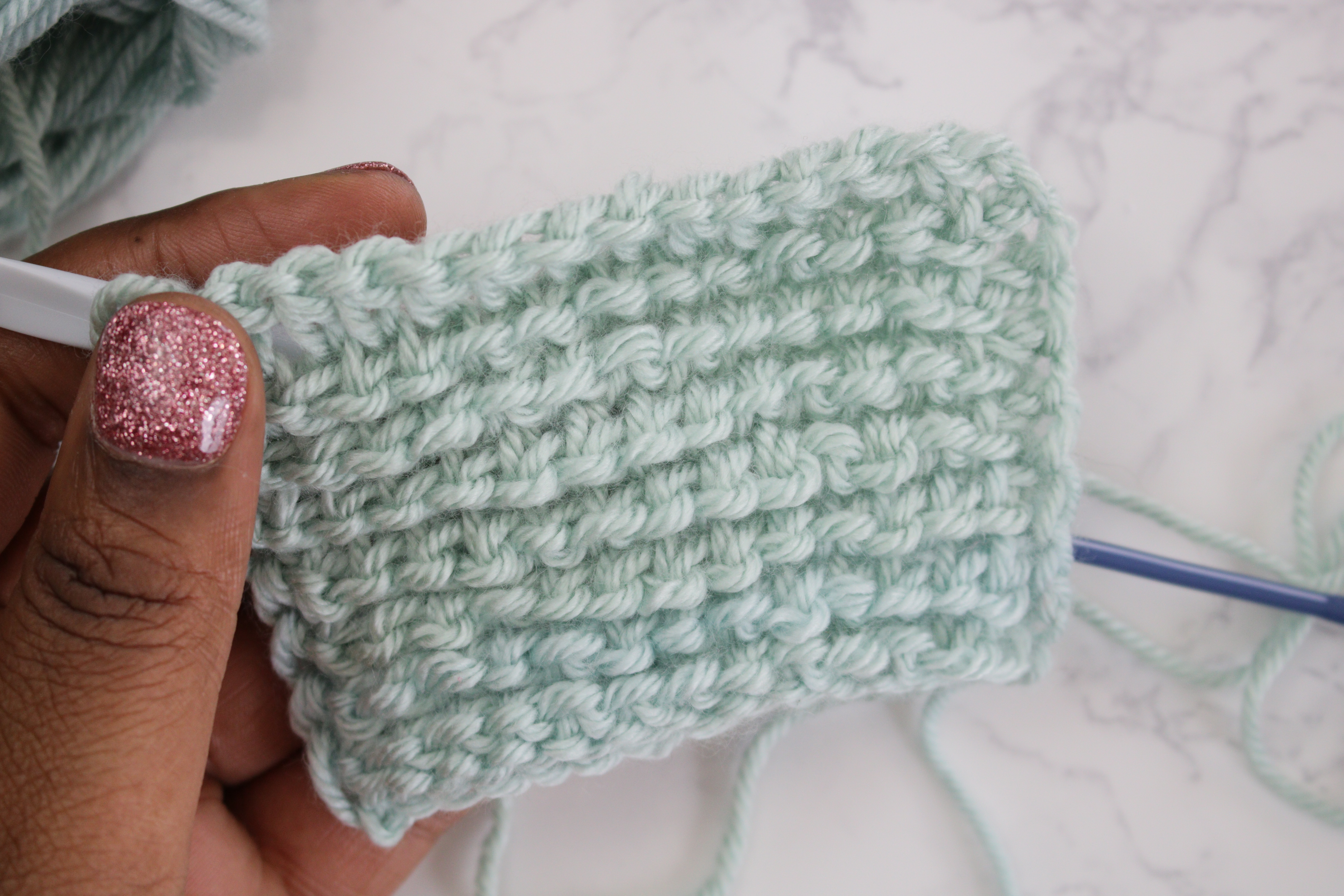 back side of tunisian crochet purl stitch