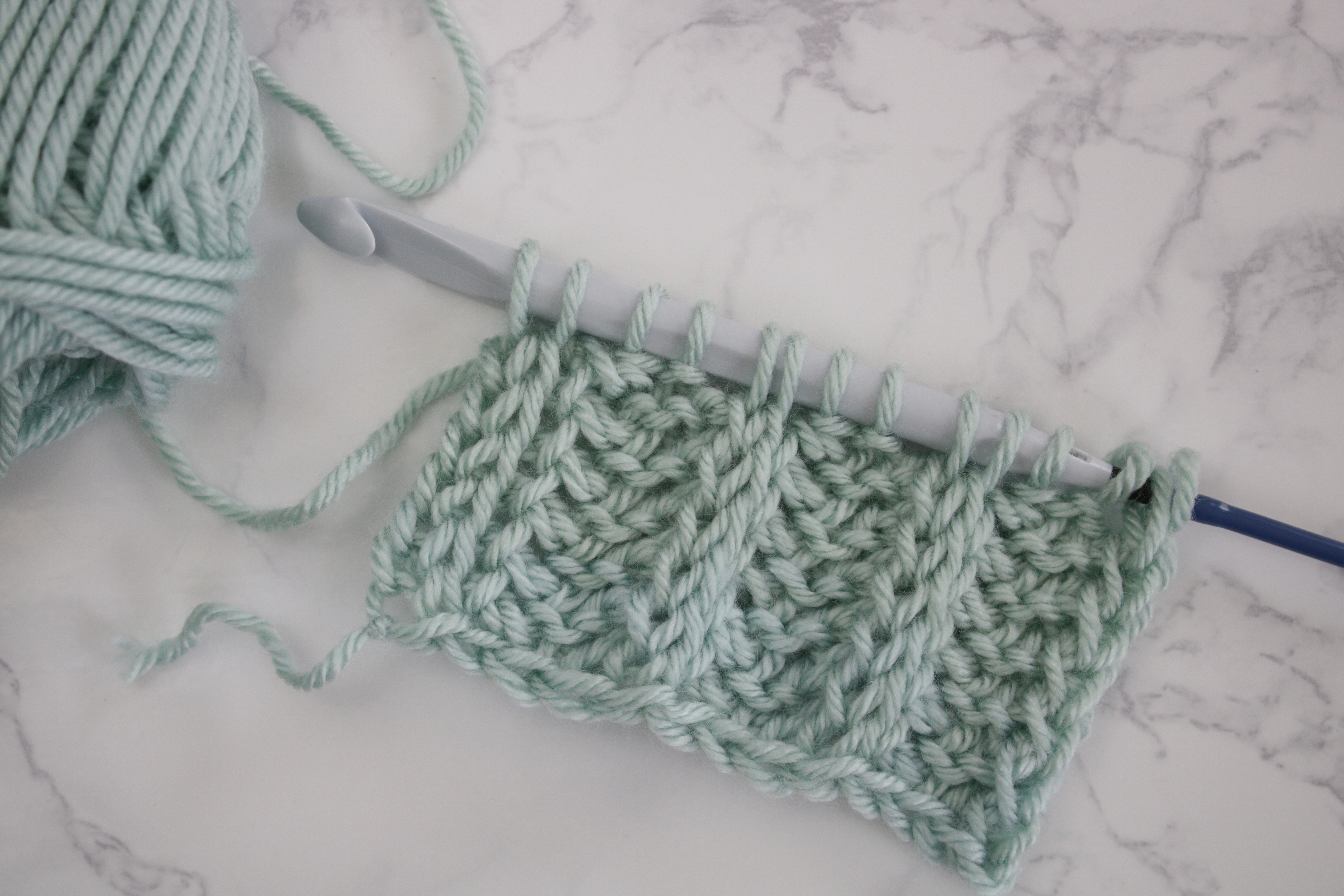 tunisian crochet ribbing swatch