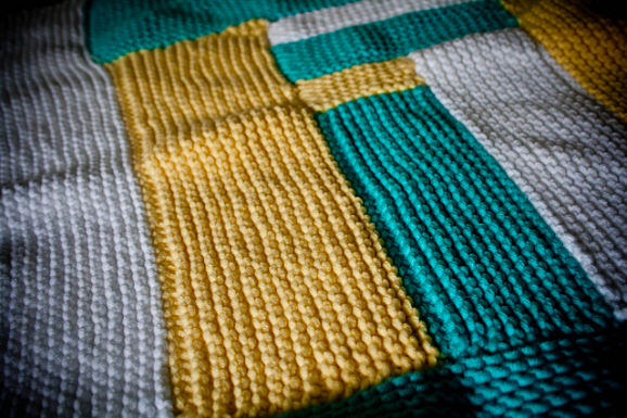 Yellow, Green and Grey Domino Knit Garment