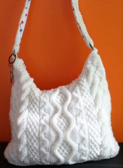 knit cabled bag