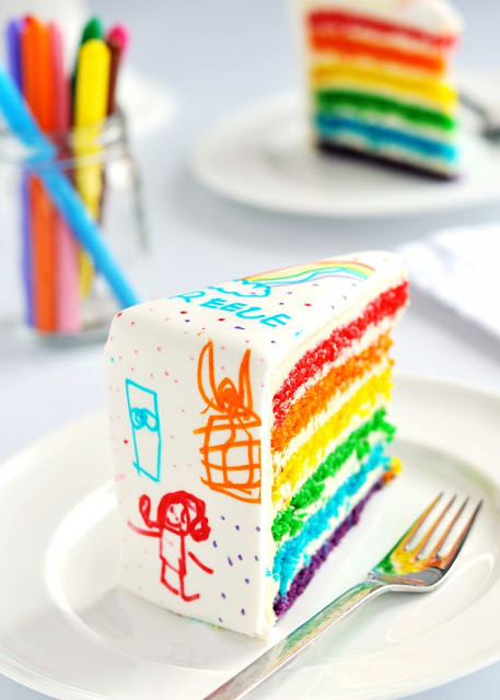 doodle rainbow cake