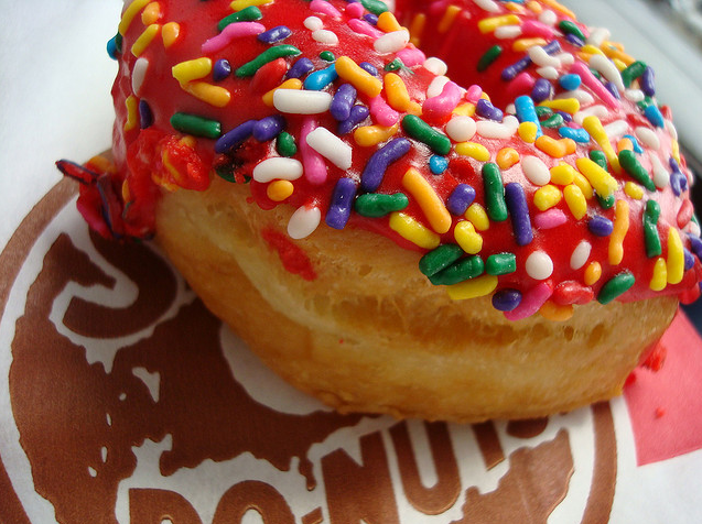 Donut with Pink Frosting and Cylinder Sprinkles