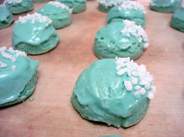 Crystal Sugar Sprinkles on Blue Cookies
