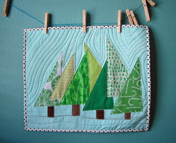happy trees mini quilt